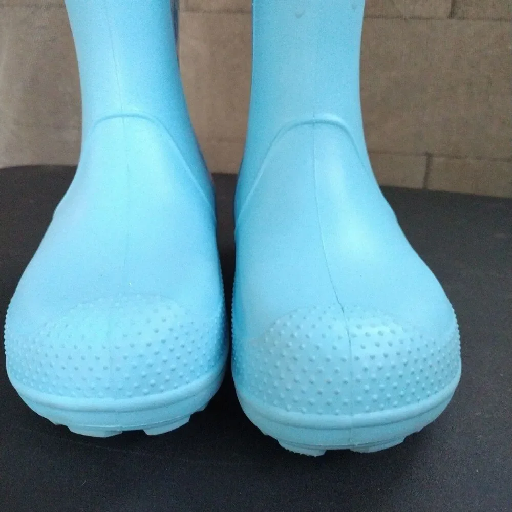 Crocs Handle It Rain Lightweight Boots Kids Size 2 Baby Blue Glitter